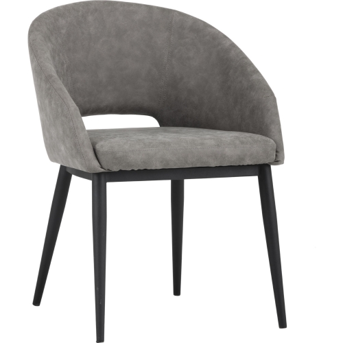 Thatcher Dining Chair in Grey Leatherette on Black Legs